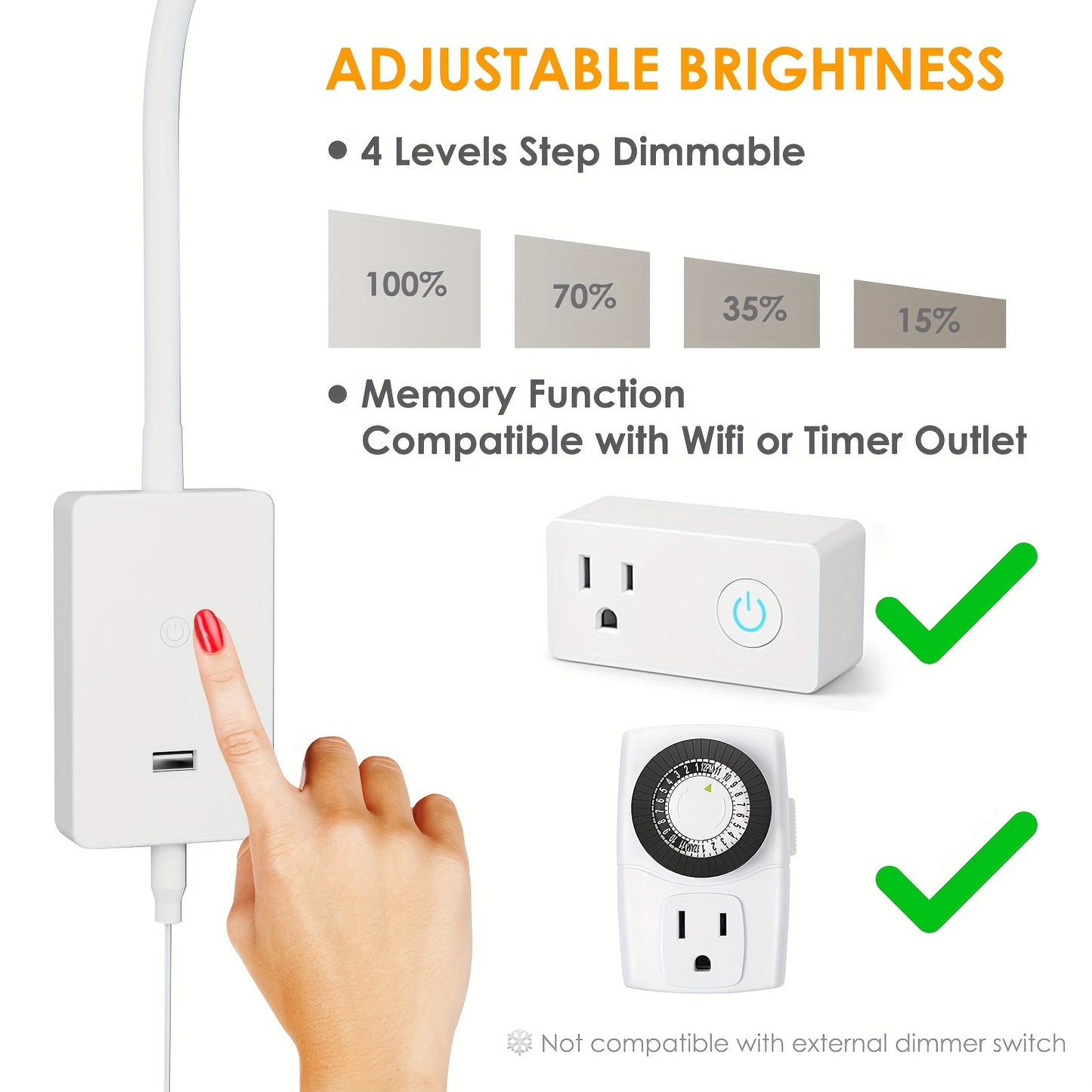 Mounted light with charger, easy and luxurious.