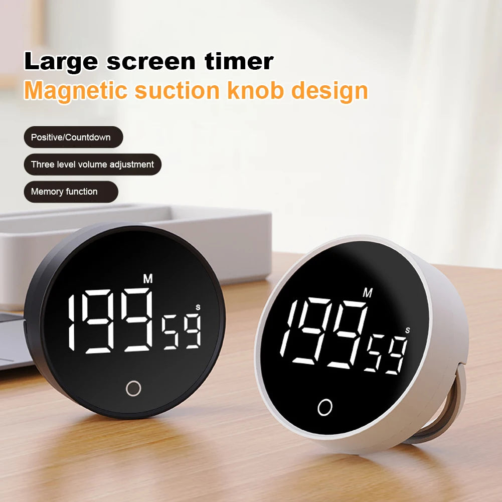 Magnetic Digital Timer Large LED Display Electronic Digital Timer Stopwatch Alarm Clock for Cooking Working Studying