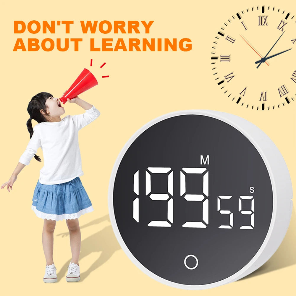 Magnetic Digital Timer Large LED Display Electronic Digital Timer Stopwatch Alarm Clock for Cooking Working Studying