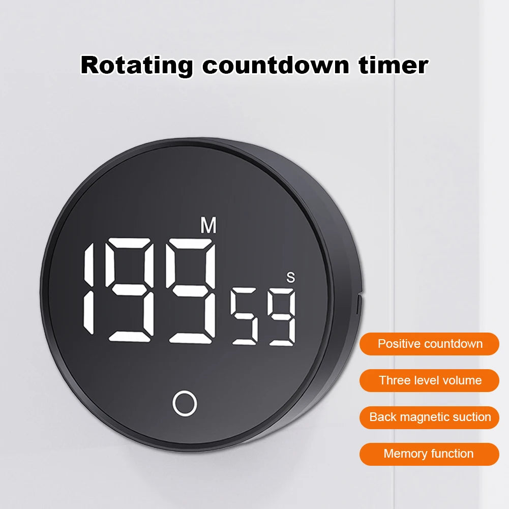Magnetic Digital Timer Large LED Display Electronic Digital Timer Stopwatch Alarm Clock for Cooking Working Studying