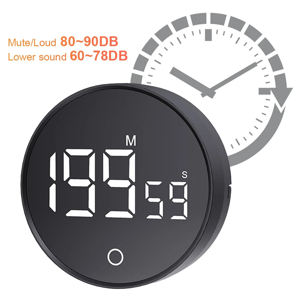Magnetic Digital Timer Large LED Display Electronic Digital Timer Stopwatch Alarm Clock for Cooking Working Studying