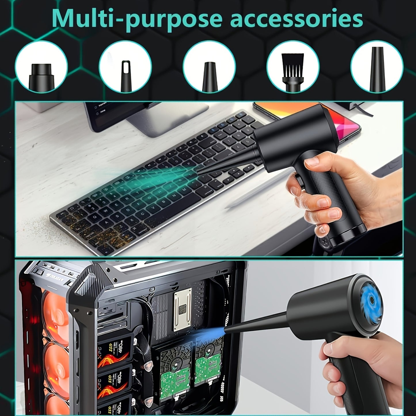 Electric Charging Cordless Blower | Wireless USB Charging. Cleaning, Suitable For Computers, Keyboards, Cameras, Cars, Homes, Offices