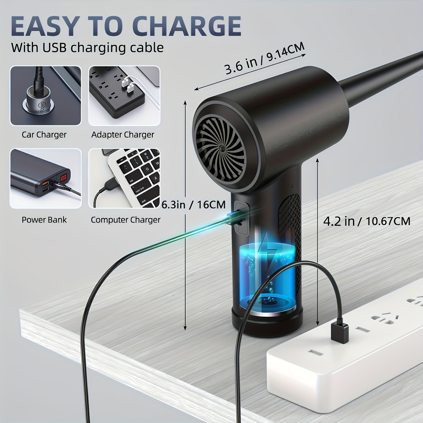 Electric Charging Cordless Blower | Wireless USB Charging. Cleaning, Suitable For Computers, Keyboards, Cameras, Cars, Homes, Offices